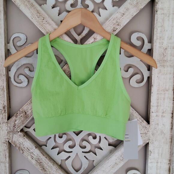 Zella Women's Textured Sports Bra Green Tomato - Picture 1 of 4